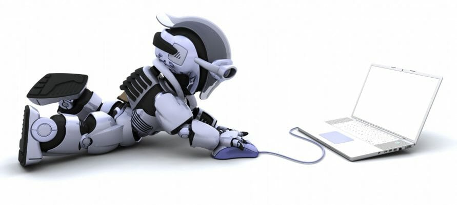 Robot With Laptop Computer Mouse 1048 3560